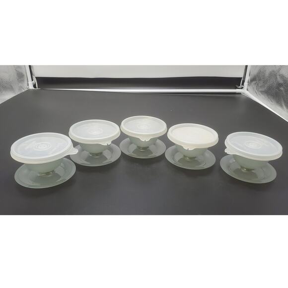 Tupperware Vintage Parfait Cups Set of 5 Dessert Pudding Ice Cream Sundae Gray - Picture 1 of 4